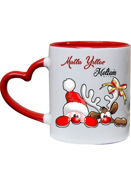 Yılbaşı Hediyesi Kişiye Özel Isimli Kalpli Kupa Bardak