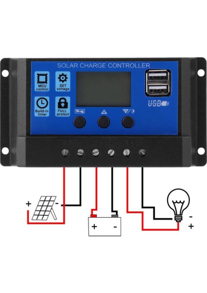 Solar Güneş Paneli Akü Şarj Kontrol Regülatörü 30A-12V/24V