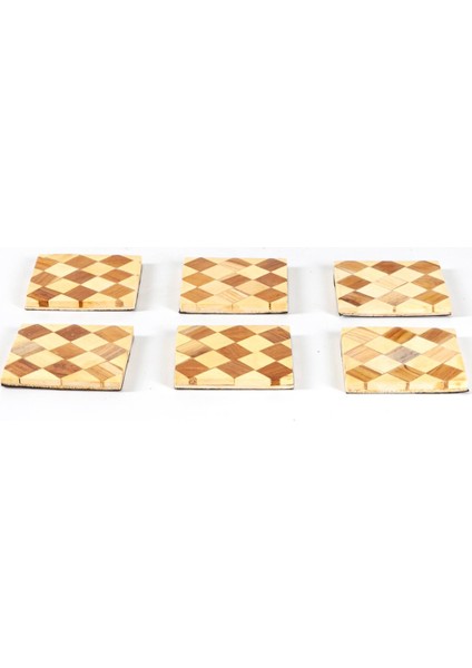 Ahşap Altılı Bardak Altlığı Kare 10 cm