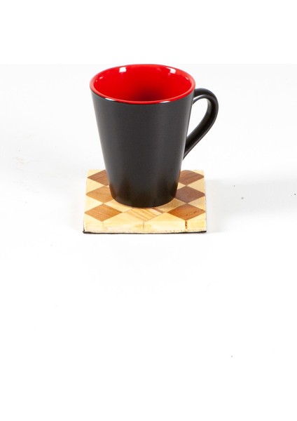 Ahşap Altılı Bardak Altlığı Kare 10 cm modelleri