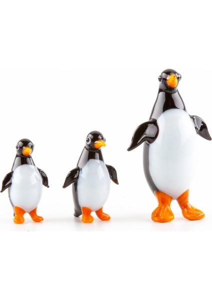 Murano Cam Penguen Seti Üçlü El Yapımı modelleri