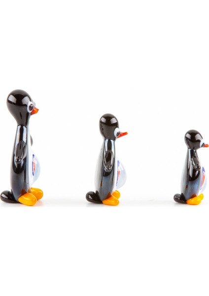 Murano Cam Kalpli Penguen Seti Üçlü El Yapımı fiyatları