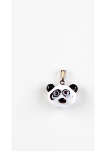 Murano Cam Panda Kafası Kolye Ucu