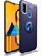 Case 4U Samsung Galaxy M30S Kılıf Autofocus Shockprof Ravel Yüzüklü Standlı Slikon Kapak Lacivert 1