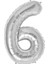 PartiPan Folyo Balon 6 Rakam Gümüş 110 cm 2
