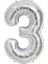 PartiPan Folyo Balon 3 Rakam Gümüş 110 cm 1