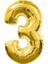 PartiPan Folyo Balon 3 Rakamı Altın 40 cm 2