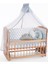 Ahşap Organik Beşik Anne Yanı Beşik 3 Kademeli Lüx Bebek Beşiği 60 x 120 cm - Mavi Yıldız Uyku Setli & Soft Yataklı 2
