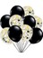 10 'lu Siyah Balon Gold Konfetili Set 1