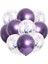 10 'lu Gümüş Konfetili Krom Mor Balon Seti 1