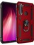 Xiaomi Redmi Note 8 Kılıf Yüzüklü Standlı Lüx Silikon + 5D Nano Tam Ekran Kırılmayan Esnek Cam - Kırmızı 1