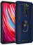 Xiaomi Redmi Note 8 Pro Kılıf Yüzüklü Standlı Lüx Silikon + 5D Nano Tam Ekran Kırılmayan Esnek Cam - Lacivert 1