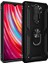 Xiaomi Redmi Note 8 Pro Kılıf Yüzüklü Standlı Lüx Silikon + 5D Nano Tam Ekran Kırılmayan Esnek Cam - Siyah 1