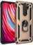 Xiaomi Redmi Note 8 Pro Kılıf Yüzüklü Standlı Lüx Silikon + 5D Tam Ekran Koruyucu Cam - Gold 1