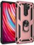 Xiaomi Redmi Note 8 Pro Kılıf Yüzüklü Standlı Lüx Silikon + Kırılmayan Esnek Nano Cam - Rose 1