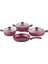Fred Granit 7 Parça Fuşya Kırçıllı Tencere Seti 1