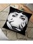 Siyah Zeminli Fornasetti Tasarımlı Dijital Baskılı Yer Minderi - 70 x 70 cm 1