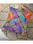Geometrik Zeminli Renkli Yapraklar Tasarımlı Dijital Baskılı Yer Minderi - 70 x 70 cm 1