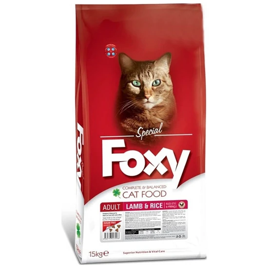 Foxy Kuzu Etli ve Pirinçli Yetişkin Kedi Maması 15 kg