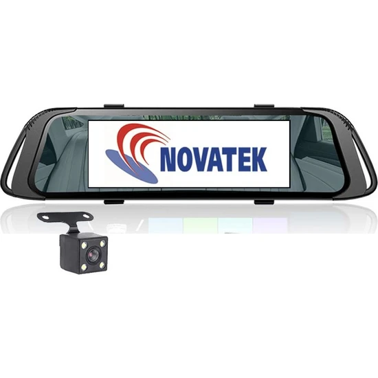 Novatek NT720-64GB Hafıza 7 inç Dokunmatik IPS Ekran Full HD Sürgülü Slim Tip Dikiz Aynalı Çift Yön Araç Kamerası