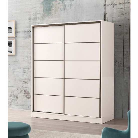 Beenal Venüs Sürgülü Gardırop 180 cm Parlak Beyaz Fiyatı