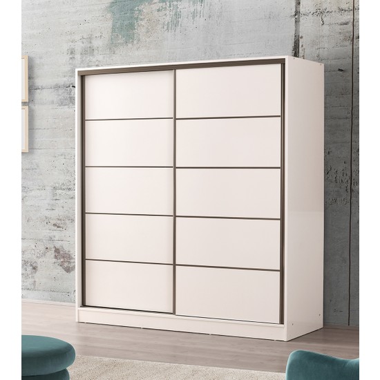 Beenal Venüs Sürgülü Gardırop 200 cm Parlak Beyaz Fiyatı