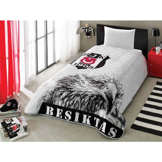 Taç Lisanslı Beşiktaş Yatak Örtüsü Tek Kişilik