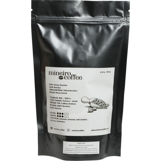 Mineiro Coffee Brezilya Yellow Bourbon Ogutulmemis CEKIRDEK Fiyatı