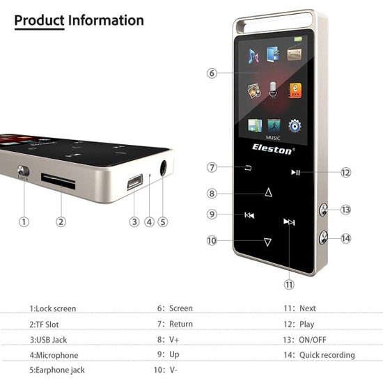 Eleston 8GB Touch Screen Mp3 Player Fiyatı Taksit Seçenekleri