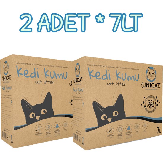 Unicat Kedi Kumu Doğal Aktif Karbonlu 7 l x 2 Adet Fiyatı