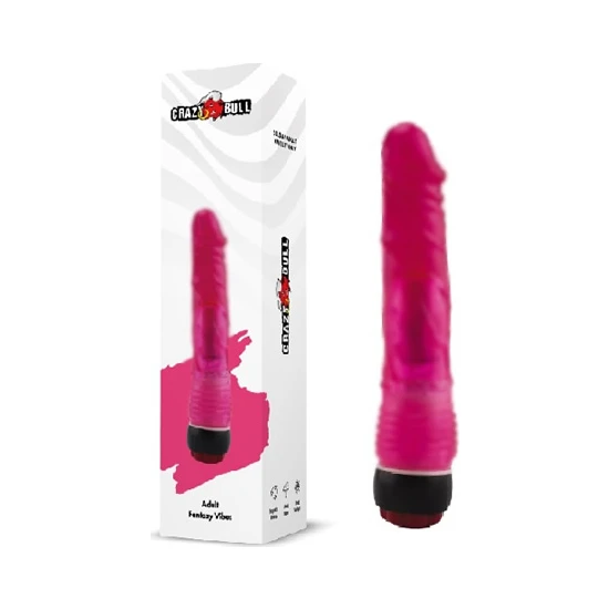 Crazy Bull 18 cm Titreşimli Pembe Jel Anal Vibratör Dildo Peni