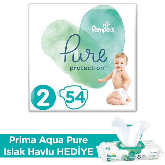 Prima Pure Bebek Bezi 2 Beden 54’lü + Prima Aqua Pure