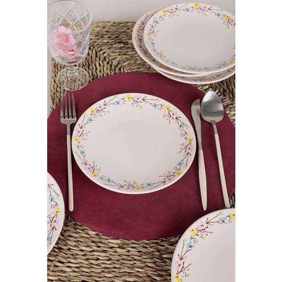 Keramika İlkbahar Çiçekleri Pasta Tabağı 20 Cm 6 Adet Fiyatı