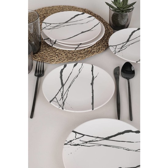 Keramika Beyaz Mermer Pasta Tabağı 20 Cm 6 Adet 17951 Fiyatı