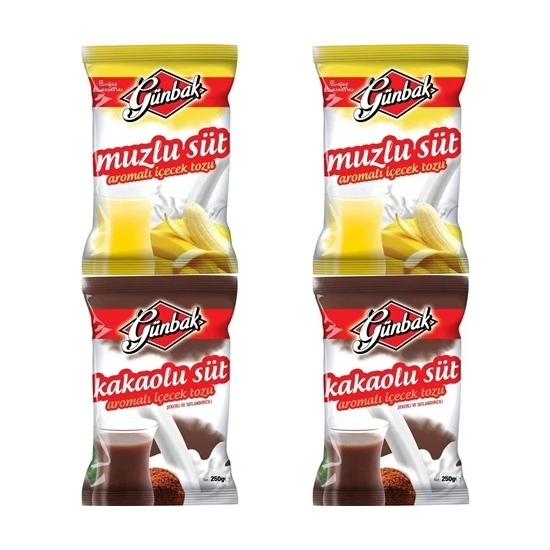 Günbak 2 Muzlu Süt 2 Kakolu Süt 250 gr