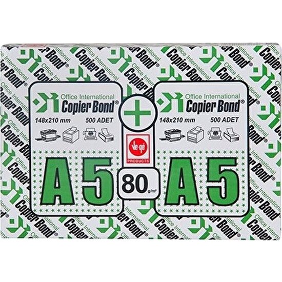 Copier Bond A5 Fotokopi Kağıdı 80 Gr 5000’li (5 paket)