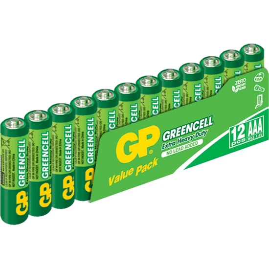 GP 12'li Greencel AAA Boy İnce Çinko Karbon Pil (GP24G-VS12)