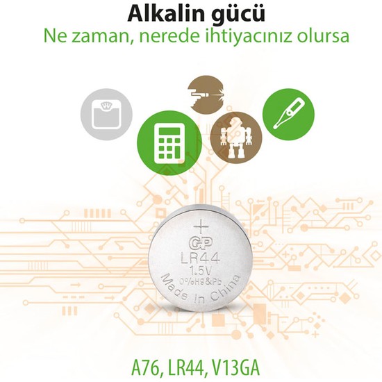 GP 5'li LR44 Alkalin Düğme Pil (GPA76-C5) Fiyatı