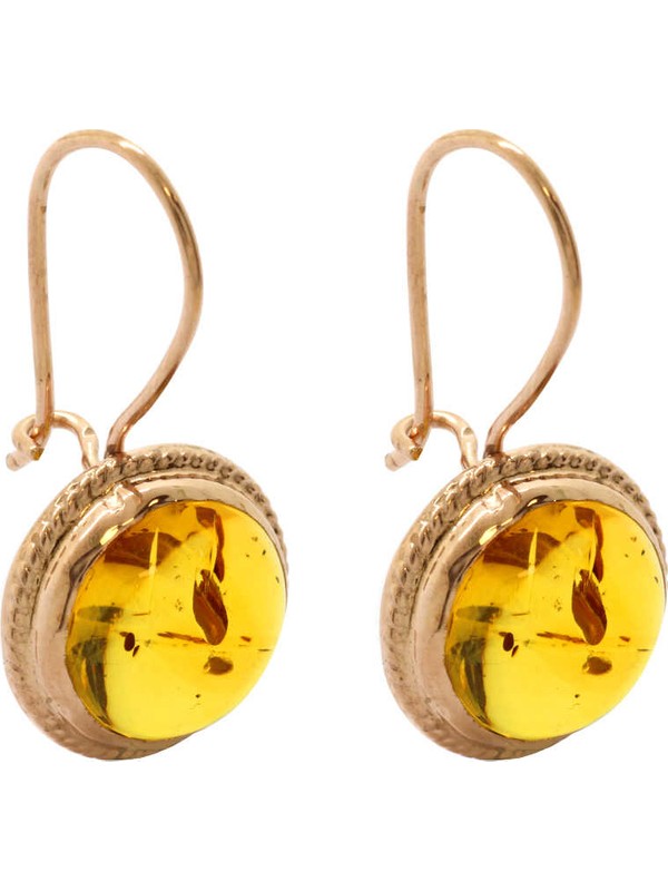 Tesbihane Damla Kehribar Taşlı Gold Renk 925 Ayar Gümüş