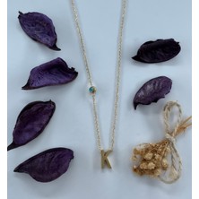 Purplefly Jewels Nazar Boncuklu Gold Renk Kararmaz K Harf Çelik Kolye Prp