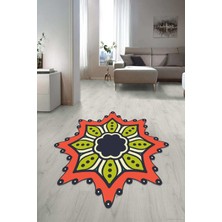 Napoli Home Dijital Baskılı Kaymaz Taban Yıkanabilir Yuvarlak Lazer Kesim Salon Halısı Paspas NLZR-HT-1609