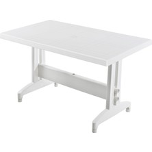 Papatya Prestige Masa Plastik Bahçe Masası Beyaz Dikdörtgen 80 cm x 140 cm