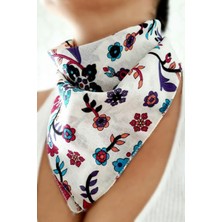 Petek Aksesuar Etnik Desenli Bandana Beyaz