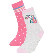 DeFacto Kız Çocuk 2'li Pamuklu Havlu Çorap Y5028A6NS