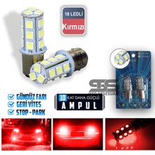 STS Oto Aksesuar Çakar Ledli Stop Ampulü Fren Lambası 18 LED Kırmızı Çift Duy