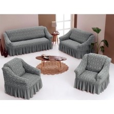 Arlisa Jakarlı Damask Koltuk Örtüsü Standart Takım (3+2+1+1)-Gri