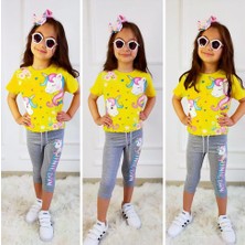 Lolli Boom Kids  Kız Çocuk Unicorn Desen Taytlı Takım Bel Bağlama Detaylı Mint