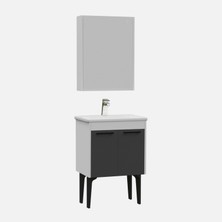 Trio Modül Toronto Banyo Dolabı - 60 cm - 2'li Set - Beyaz - Mat Antrasit