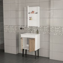 Trio Modül Toronto Banyo Dolabı - 60 cm - 2'li Set - Beyaz - Meşe