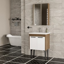 Trio Modül Toronto Banyo Dolabı - 60 cm - 2'li Set - Ceviz - Beyaz